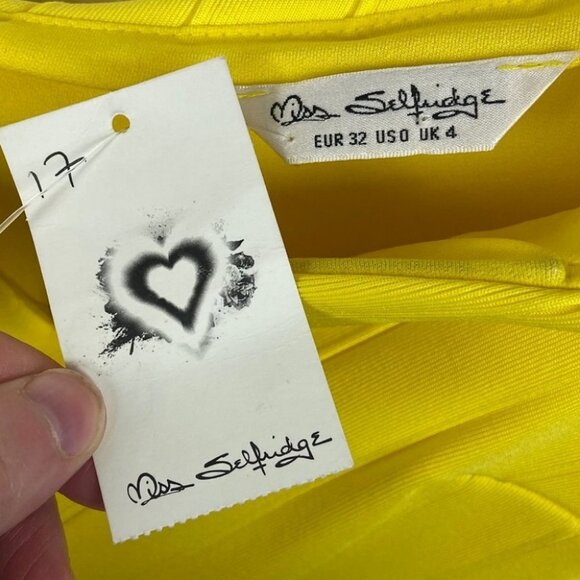 NWT Miss Selfridge Yellow Mini Dress Asymmetric Hem Size 0 New With‎ Tags Boho - Picture 4 of 13